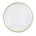  13" Clear with Gold Beaded Rim Acrylic Charger 