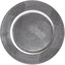  13" Round Silver Plastic Charger Plate