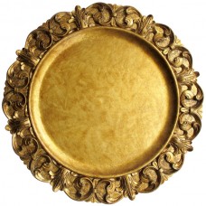 13" Antique Gold Vintage Acrylic Charger