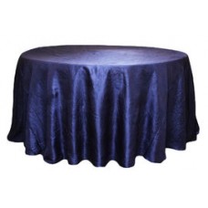 Crinkle Taffeta 132" Round Tablecloth Navy Blue