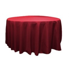 Polyester 132" Round Tablecloth Burgundy