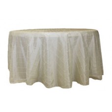 Pintuck 120" Round Tablecloth Ivory