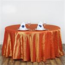 Crinkle Taffeta 117" Round Tablecloth Orange