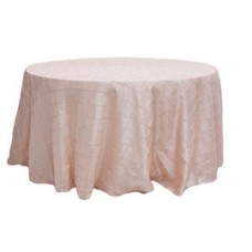 Pintuck 132" Round Tablecloth Blush