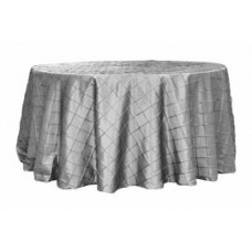 Pintuck 132" Round Tablecloth Silver