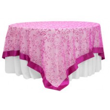 Embroidered Overlay 90"x90" Fuchsia