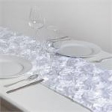 Rossette Runner  14" x 108" White