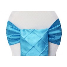 Pintuck Chair Sashes Aqua Blue