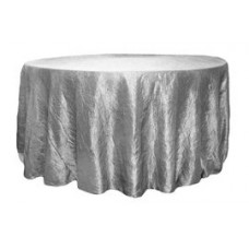 Crinkle Taffeta 117" Round Tablecloth Silver