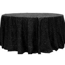 Sequin 120" Round Tablecloth Black