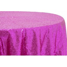 Sequin 120" Round Tablecloth Fuchsia