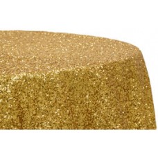 Sequin 120" Round Tablecloth Gold