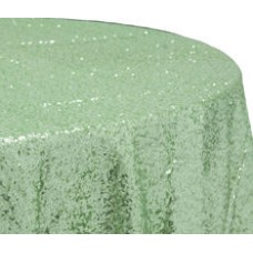 Sequin 120" Round Tablecloth Mint Green