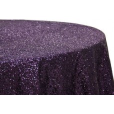 Sequin 120" Round Tablecloth Plum