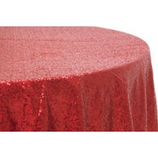 Sequin 132" Round Tablecloth Red