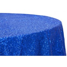 Sequin 132" Round Tablecloth Royal Blue