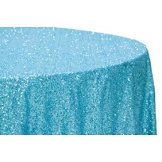 Sequin 132" Round Tablecloth Turquoise