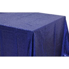 Sequin 90"x132" Rectangular Tablecloth Navy Blue