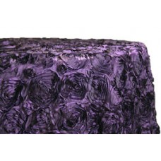 Rossette 120" Round Tablecloth Plum