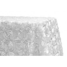 Rossette 90"x132" rectangular Tablecloth White