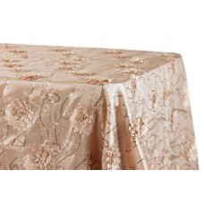 Flower on Sequin Taffeta Rectangular Tablecloth 90"x132" Champagne