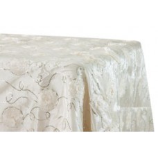 Flower on Sequin Taffeta Rectangular Tablecloth 90"x132" Ivory