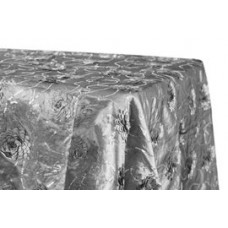 Flower on Sequin Taffeta Rectangular Tablecloth 90"x132" Silver