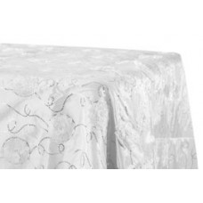 Flower on Sequin Taffeta Rectangular Tablecloth 90"x132" White