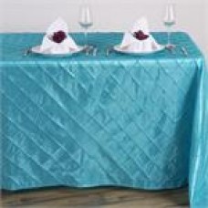 Pintuck 90x132" rectangular Tablecloth Turquoise