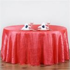 Crinkle Taffeta 117" Round Tablecloth Coral