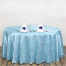 Crinkle Taffeta 117" Round Tablecloth Light Blue