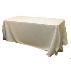 Polyester 90"x132" Rectangular Tablecloth Light Ivory/ Off White