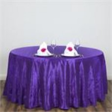 Crinkle Taffeta 117" Round Tablecloth Purple